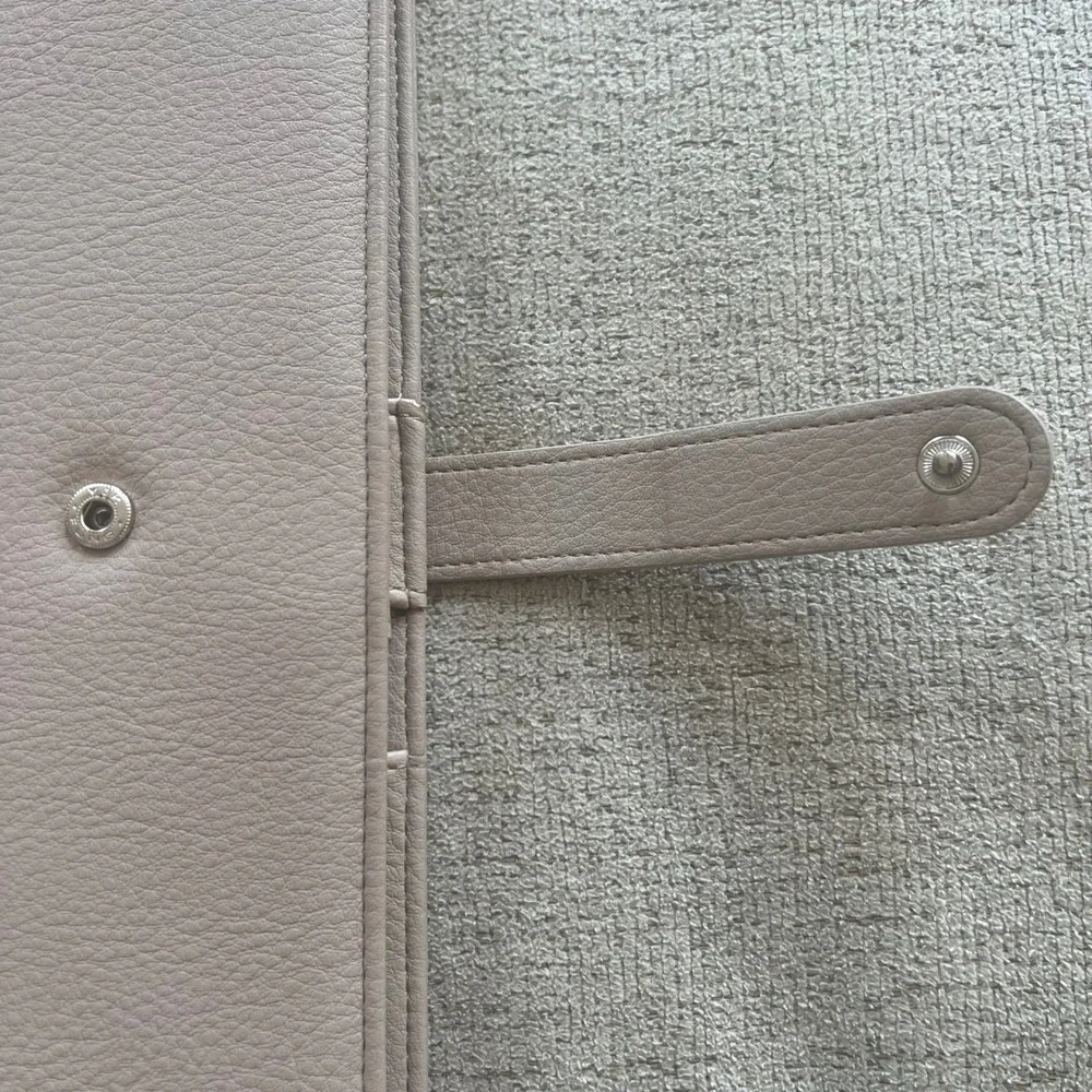 Franklin Covey Blooms Monarch 7 Ring Binder Planner Cover Taupe Pebbled Leather